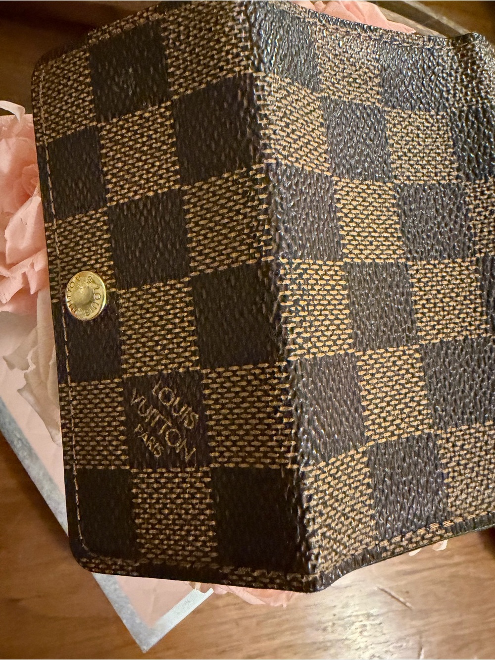 Louis Vuitton Brown Damier Ebene Key Pouch with Gold Snap - Picture 2 of 8